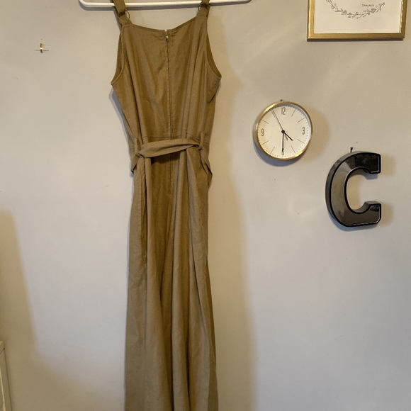 Mossimo size xs Tan jumpsuit tie waist zip up - Picture 3 of 3